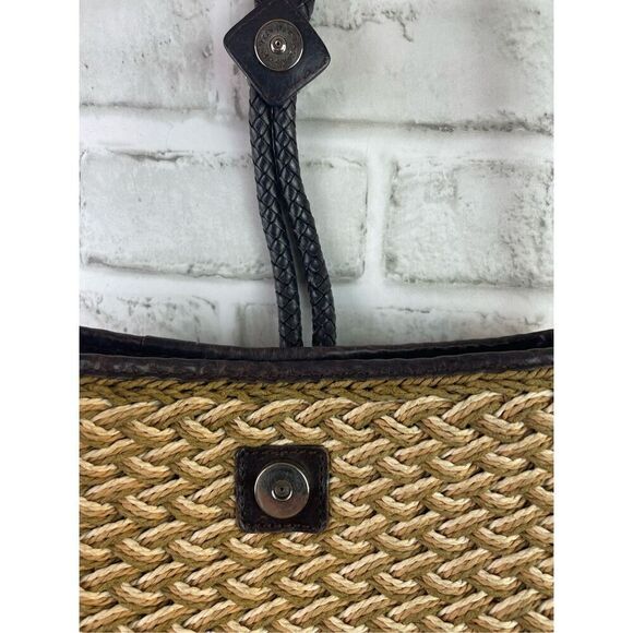 Vintage Brighton Roxanne Shoulder Bag Sea Grass Straw and Leather - Picture 5 of 12